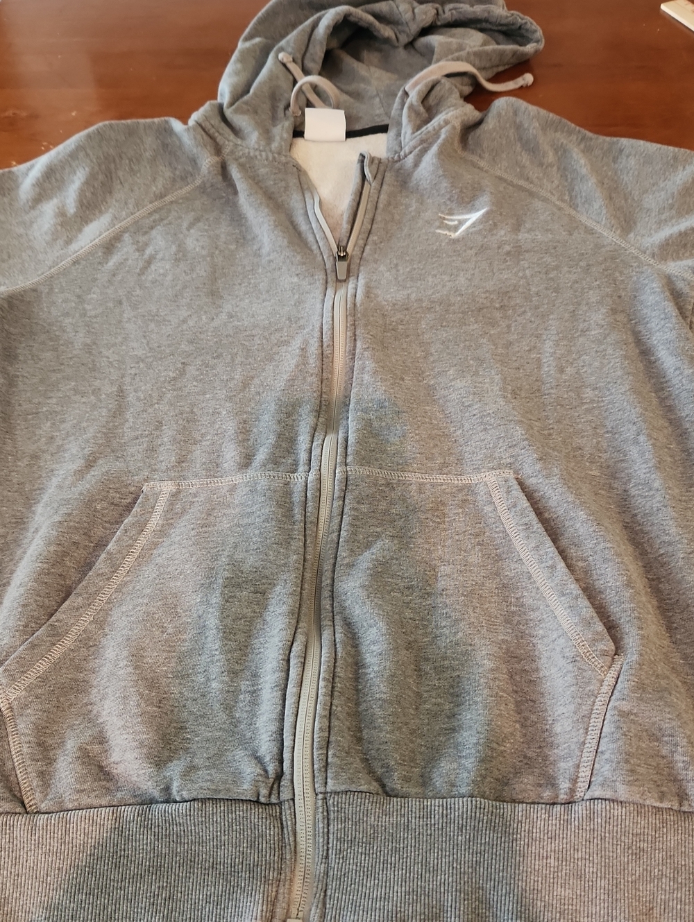 Gymshark Women's Crest Oversized Zip Up Hoodie  Light Grey Core Marl Size Med
